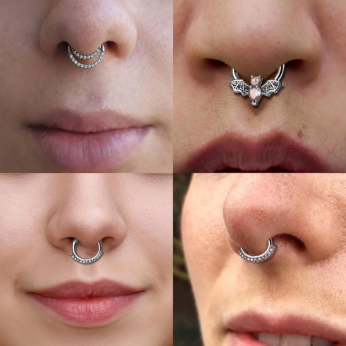 8 Stück 16G 316L Edelstahl Septum Nasenringe, Hyposensibilisierung CZ Knorpel Tragus Helix Daith Hoop Ohrring Piercing Schmuck – Detail 4