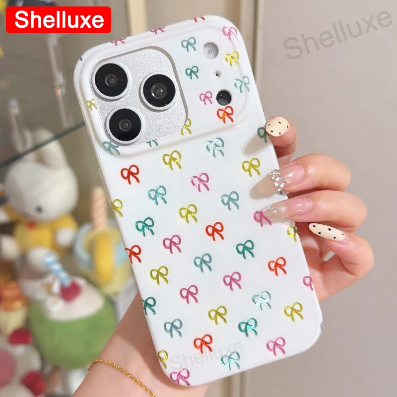 ins-Style Colored Pattern Phone Case Shelluxe For iPhone 17 16 15 14 Pro Max IMD Protector Cases Youth Girls Color Pattern Cover 2