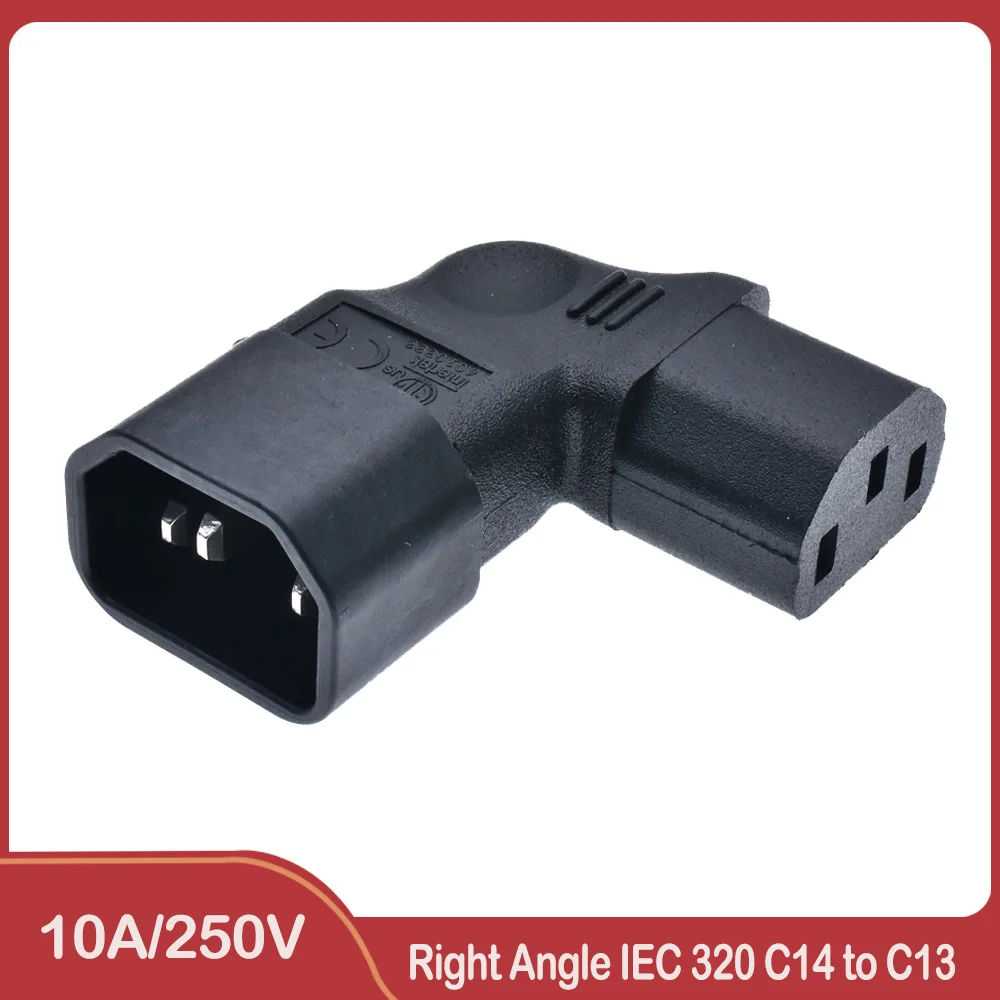 

Right Angle IEC 320 C14 3 Pin Male to C13 Female PDU PSU UPS Power Extension Adapter Receptacle for LCD LED TV Wall Mount