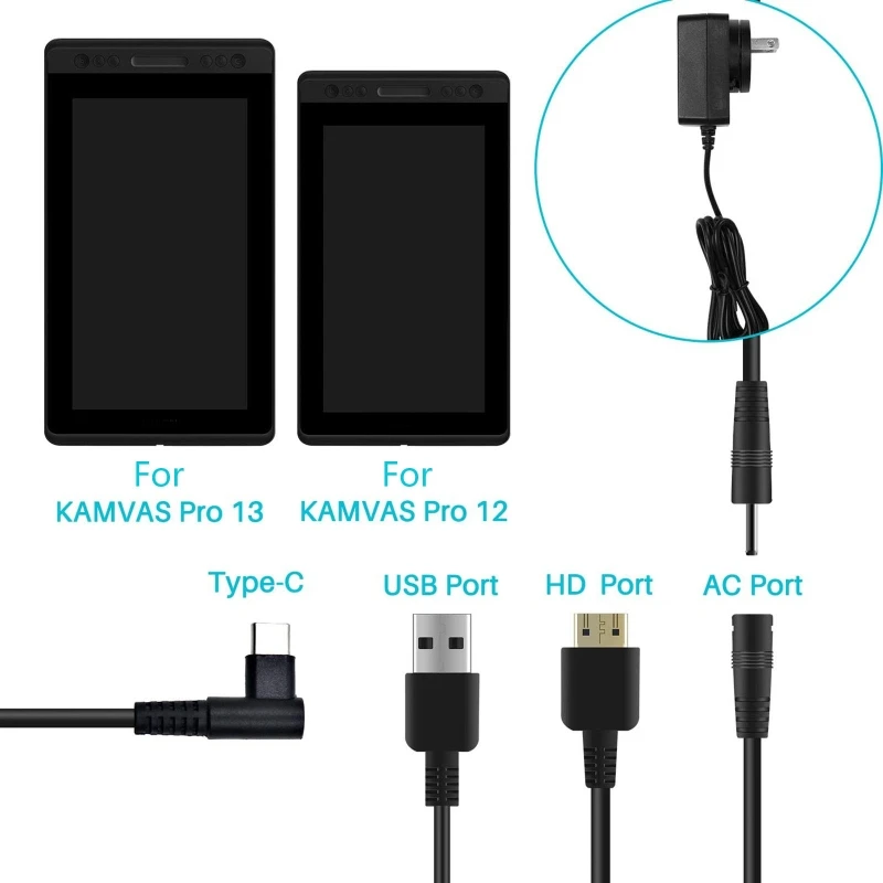 

ForHUION 3-in-1 Cable forKAMVAS 16 13 12 Graphics Drawing Monitor with USB Cables