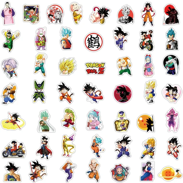 Pegatinas de Anime de Dragon Ball para niños, calcomanías de grafiti para monopatín, portátil, botella de agua, motocicleta, juguete de dibujos animados, 50/100/200 piezas 6