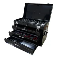 Mechanics Tool Set, Steel 3-Drawer Toolbox with Comprehensive Tool Set, Portable Repair Hand Tool Kit Set, Black Tools Cabinet 1