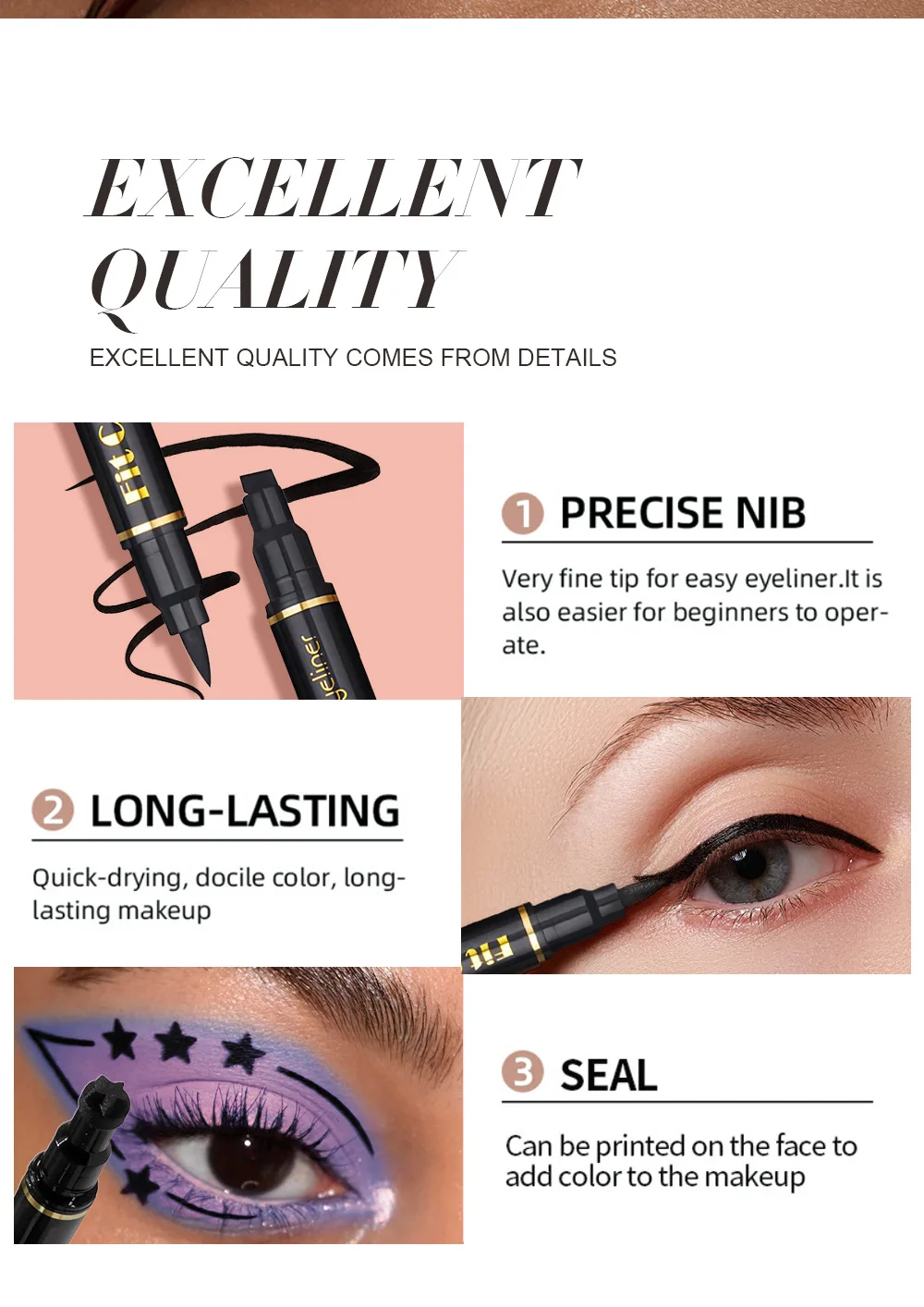 Waterproof Liquid Eyeliner Set Double Ended Stamp Makeup Kit_voghion.com