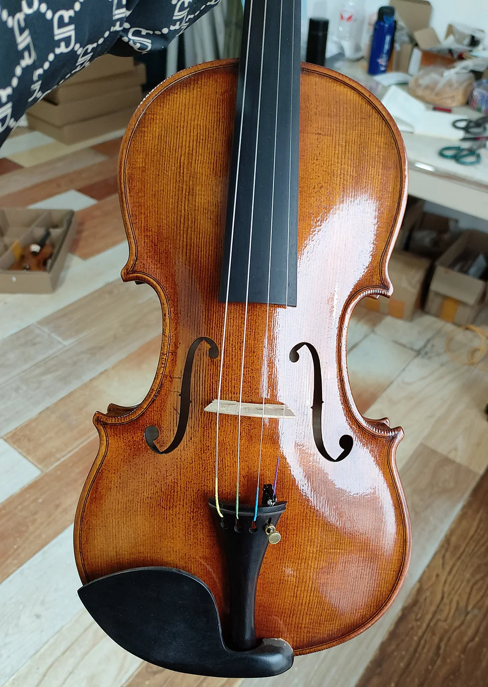 Stradivarius Violin Size 4/4 #3423 One Piece Back! Master II Level European Wood Handmade Oil Antiqued Varnish