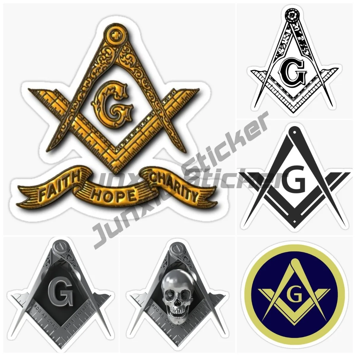Masonic Compass Faith Hope Charity Sticker Car Moto Biker Decal Bumper Flag Masonic Freemason Emblem Decor Decals