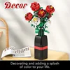 818PCS Flower Bouquet Building Block Red Rose White Rose Vase Bricks Toy Set Valentine's Day Christmas Gifts Creative Decoration 2