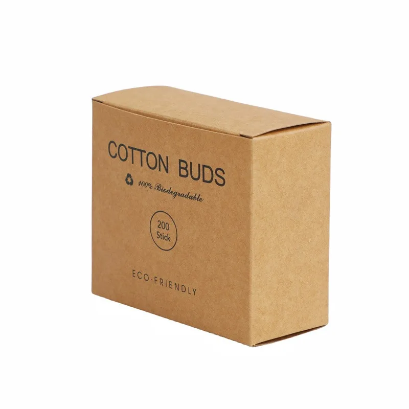 1PC200 Cotton Swabs Bamboo Sticks Kraft Paper Box Cotton Swabs Ear Hollowing Disposable Cotton Swabs 6