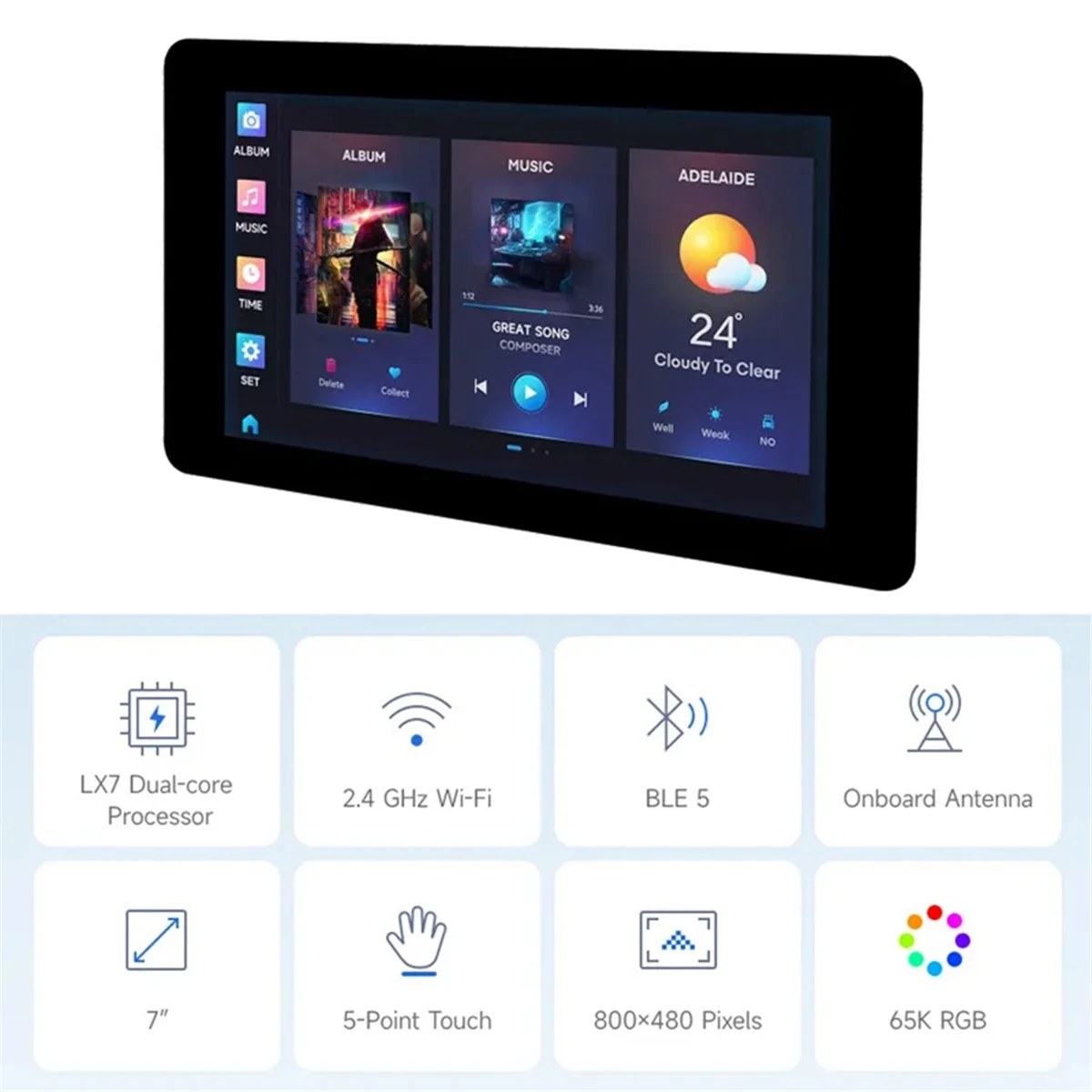 ESP32-S3 7 Inch Touch Display Development Board 800x480 WiFi Bluetooth 5 For GUI LVGL HMI ESP32