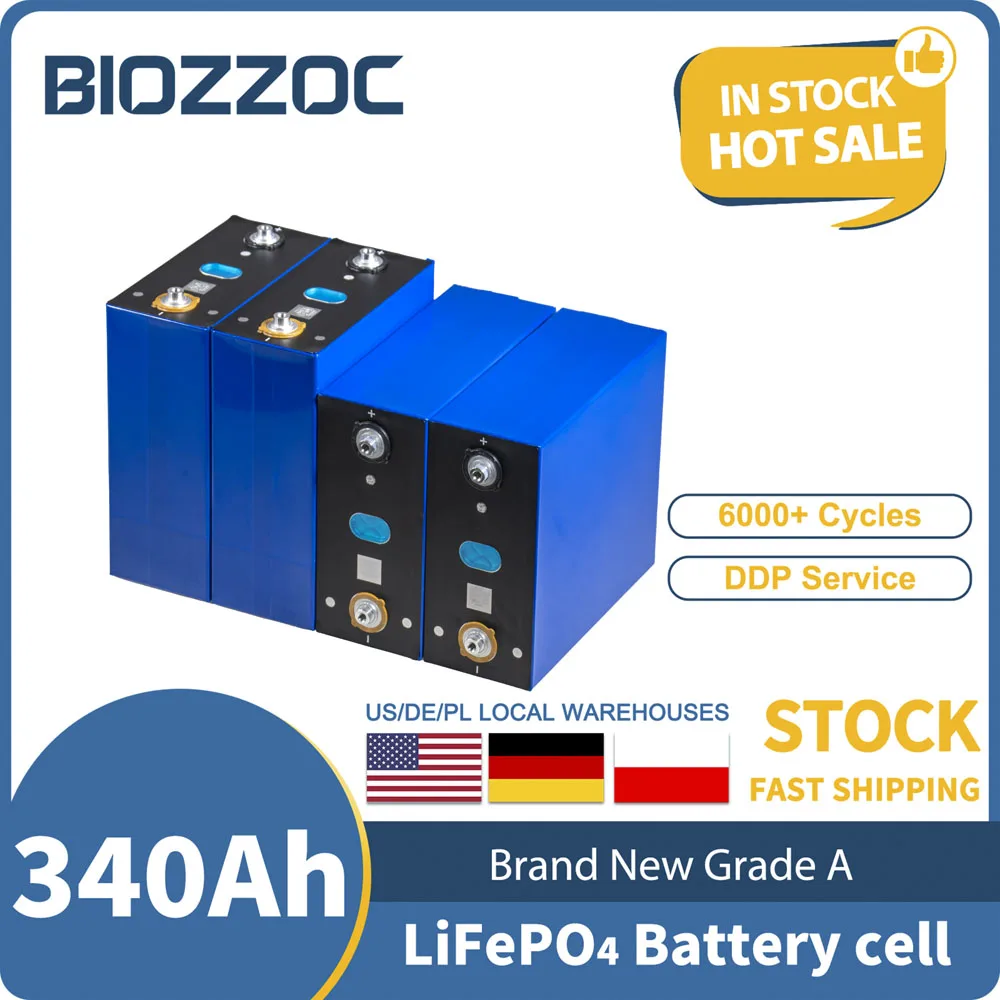 

2/4/8/16/24/32/48PCS Grand New Grade A 3.2V 340Ah LiFePO4 Battery Cell Rechargeable Lithium Iron Phosphate Batterie with QR Code