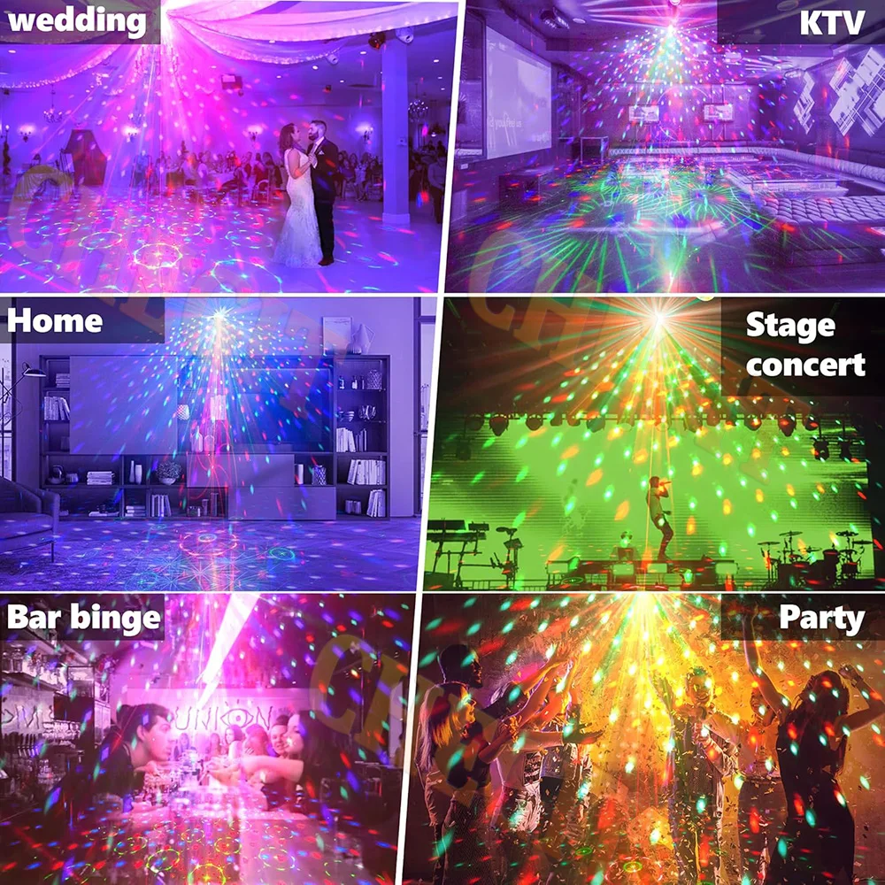 NEW 4 IN 1 Magic Ball DJ Disco Party RGB Light Projector USB LED Sound Strobe Stage Effect For Wedding Holiday Party Lamp Home