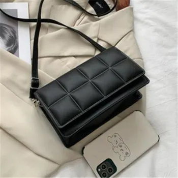 حقيبة مربعة صغيرة منقوشة على شكل مربعات، حقائب نسائية مبطنة أنيقة، حقائب كتف أدبية مفردة مناسبة للاستخدام اليومي 2