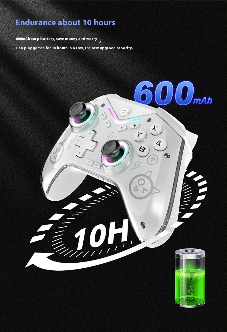 CM-619 Wireless Bluetooth Joystick Hall-linear Gamepad Supported For switch Steam/IOS/Android /PC RGB light Game Controller