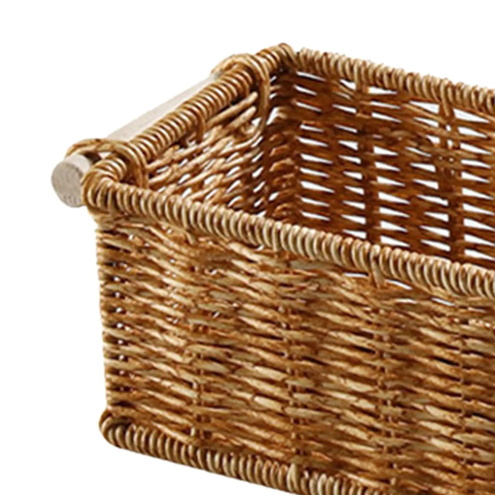 Imitation Rattan Storage Basket Perfume Tray For Organizing Rectangular Vintage For Home Coffee Table Bar Bathroom Kitchen_voghion.com