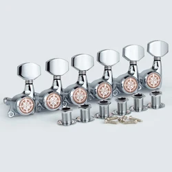 Premium Chrome Locking Guitar Tuners with Silver Tuning Pegs (Includes Packaging) (6L)