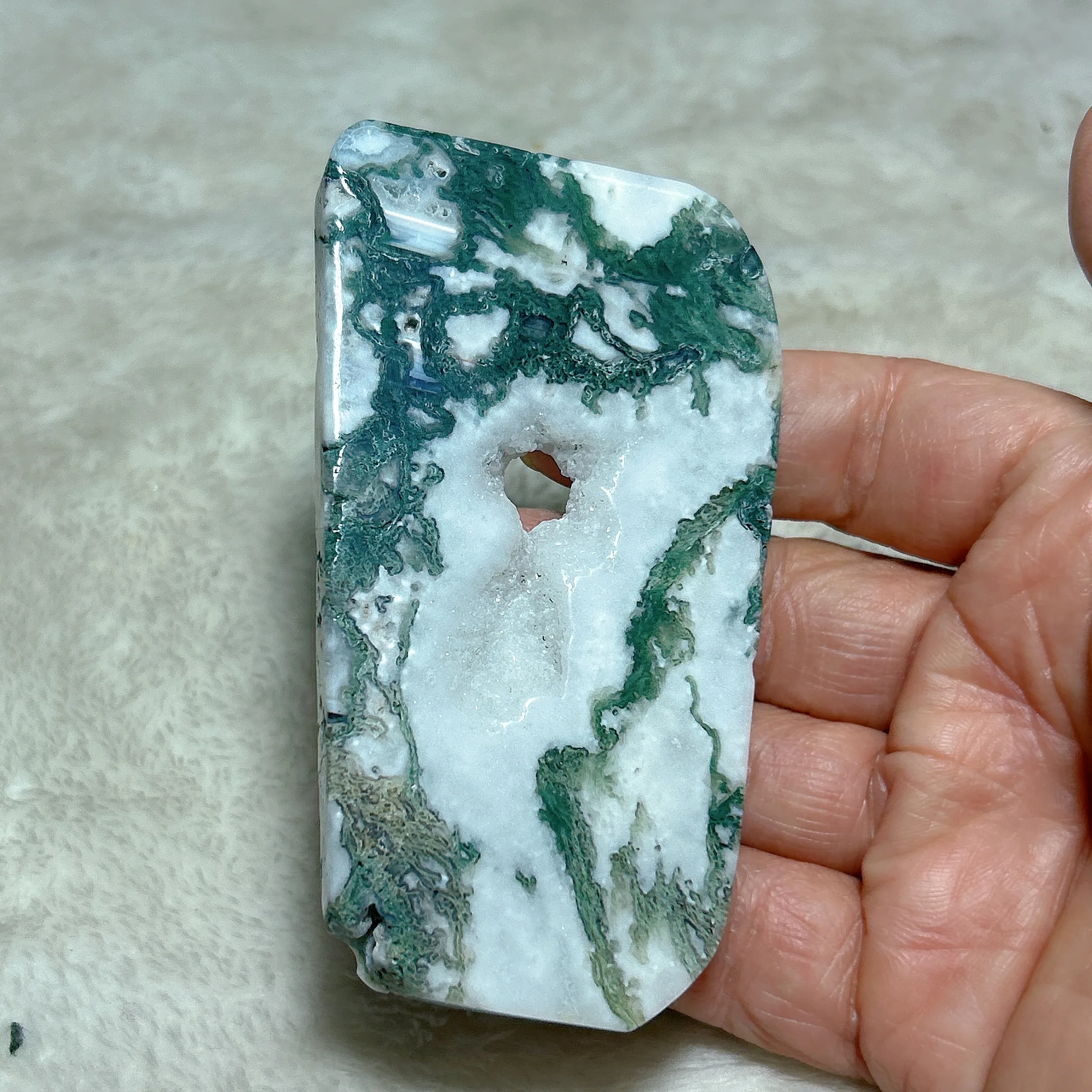 Healing Natural Crystals Moss Agate Slab Slice Gemstones mediation Mineral Energy Home Decorations Gift 6