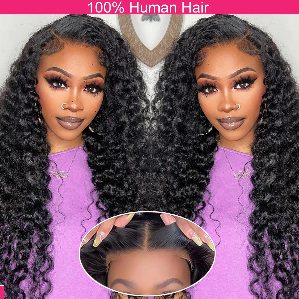 250 Density Deep Wave Lace Front Wig Glueless Wig Human Hair Ready to ...