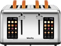 4 Slice Toaster Touch Screen Control 4 Wide Slot Stainless Steel Smart Bread Toaster for Bagel Muffin Waffle Dual Control Pannel 1