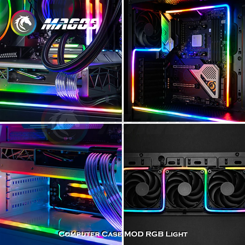 PC Desktop Computer Gamer Cabinet 5V/12V LED Belt Light Pollution 20-100cm Support Motherboard SYNC