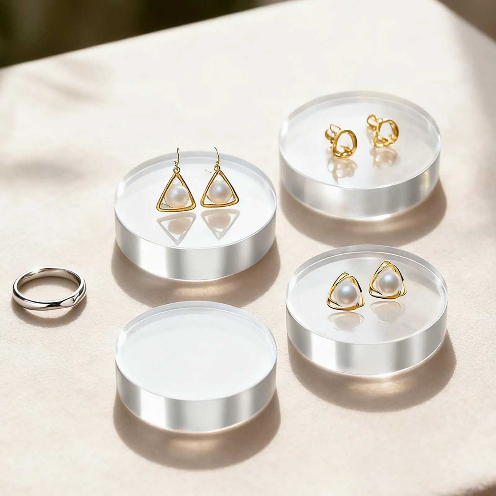 Acrylic Risers For Display 4 Pieces Transparent Base Clear Acrylic Risers For Mineral Specimen Art Craft Workplace Shop Bedside