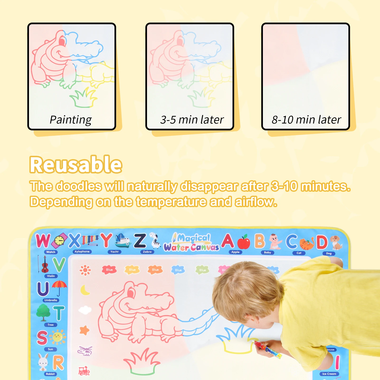 Coolplay Water Doodle Mat Coloring Drawing Mat with Reusable Magic Pens Montessori Painting Board Educational Toys Kids Gifts 6