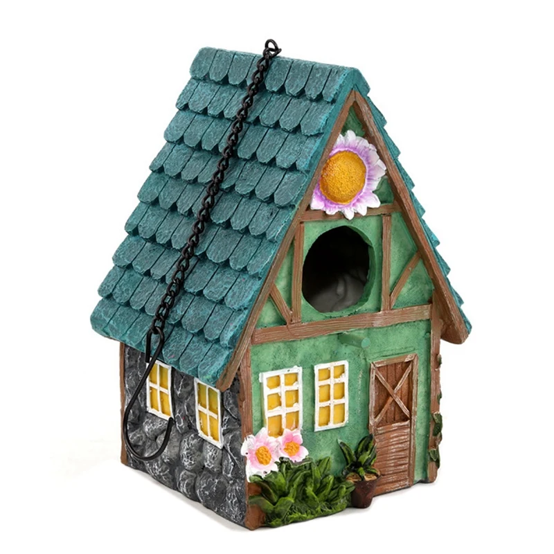 Bird House For Outside, Hanging Garden Decorative Resin Bird House