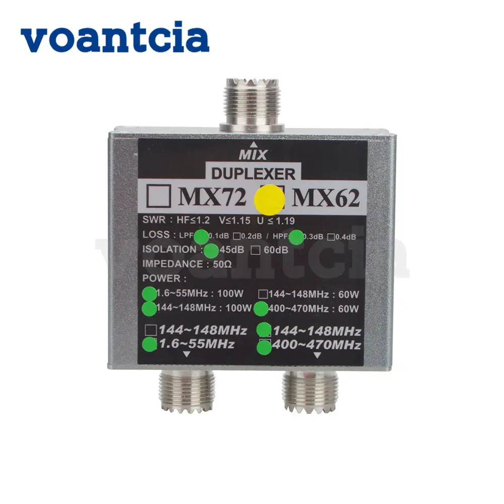 

HF Walkie Talkie Ham VHF UHF Tri-band Amateur two way Radio Antenna combiner MX62 50 ohm 60-100W Linear Antenna Duplexer SO239