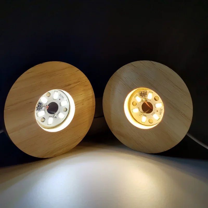 8cm Wood Light Base With USB Switch Wooden LED Light Rotating Display Stand Lamp Holder Lamp Base Art Ornament lamp holder lamp bulb holder