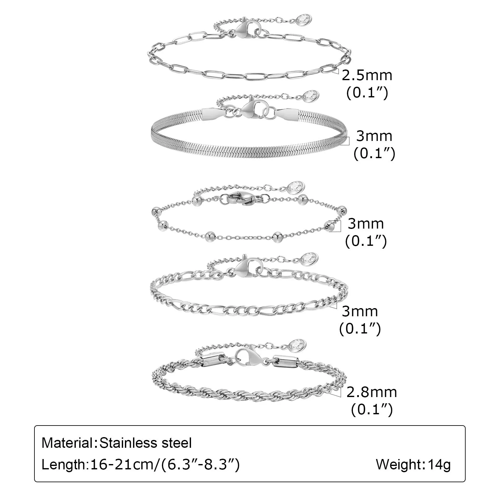 طقم أساور Vnox مطلية بالذهب للنساء ، سلسلة حبال ،...