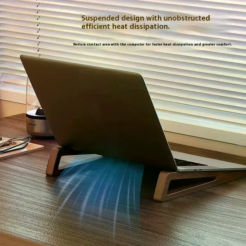 Wooden Laptop Stand - Adjustable Ergonomic 12° Angle With Cooling Design For Notebook Tablet