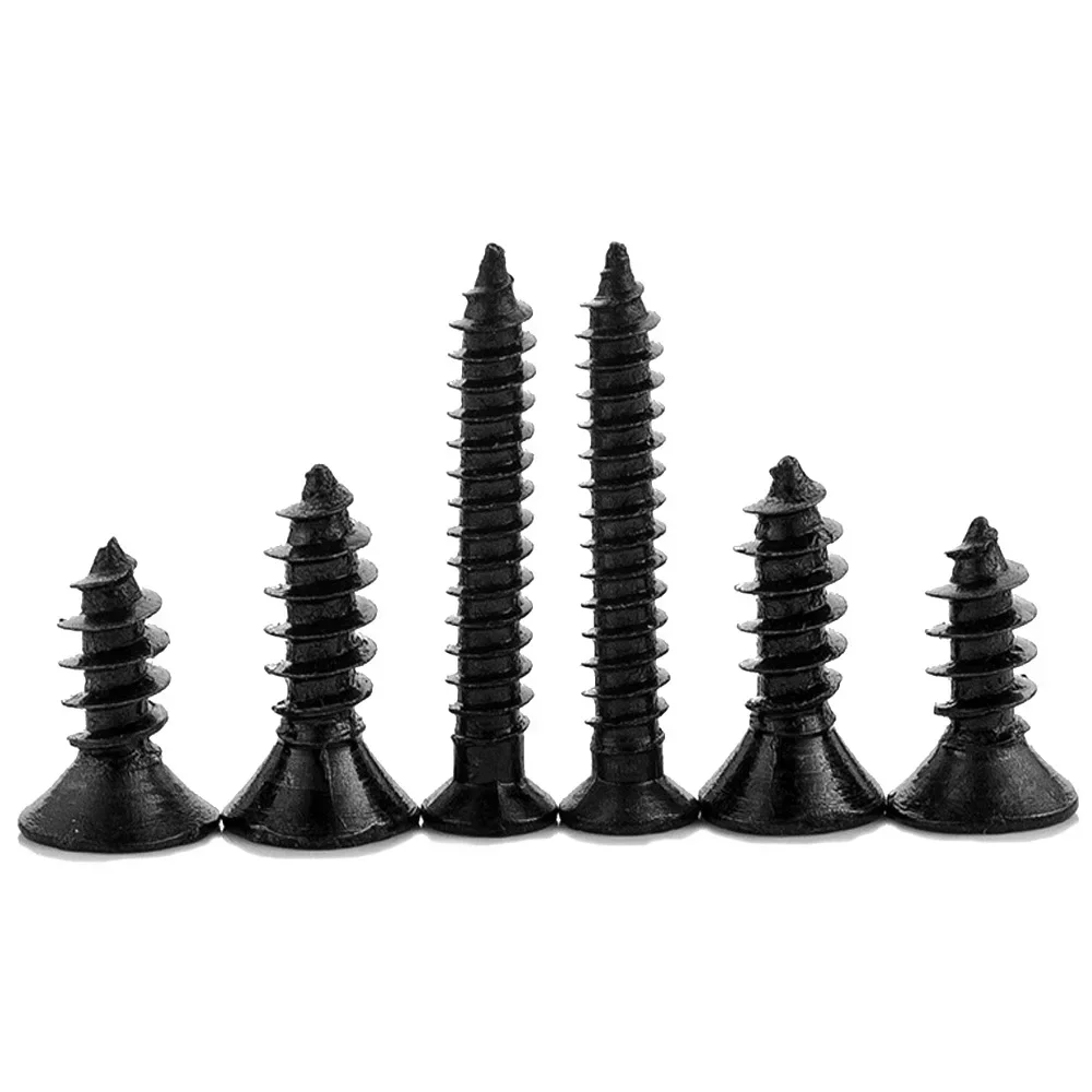 Self Tapping Screw Black Phillips Carbon Steel M1 M1.2 M1.4 M1.5 M2 M2.6 M3 M3.5 M4 M5 Cross Countersunk Flat Head 100pcs/lot
