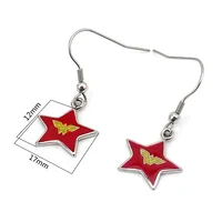 2017 New Design 316L Stainless Steel Red Five-pointed Star Dangle Earrings Wonder Women Drop Earrings in Jewelry 2