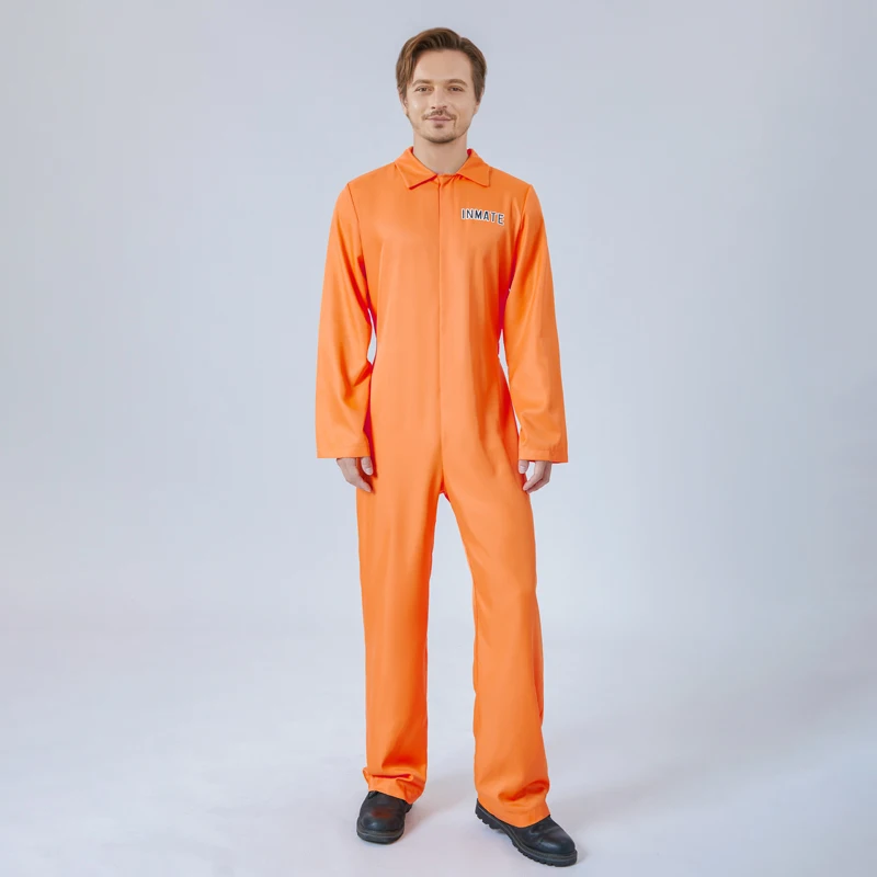 Family Matching Jail Costumes Letter Print Long Sleeve Prison Jumpsuit For Adults Kids Role-Playing Party Cosplay Long Romper 2