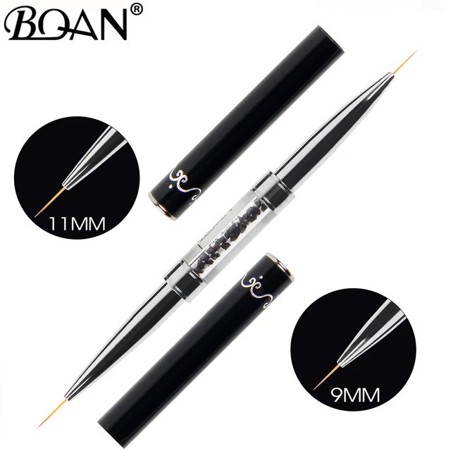 BQAN manico in cristallo a doppia testa nero 9mm e 11mm pennello da disegno pennello per pittura penna Gel Polish Crystal Nail Art Manicure Tools 1