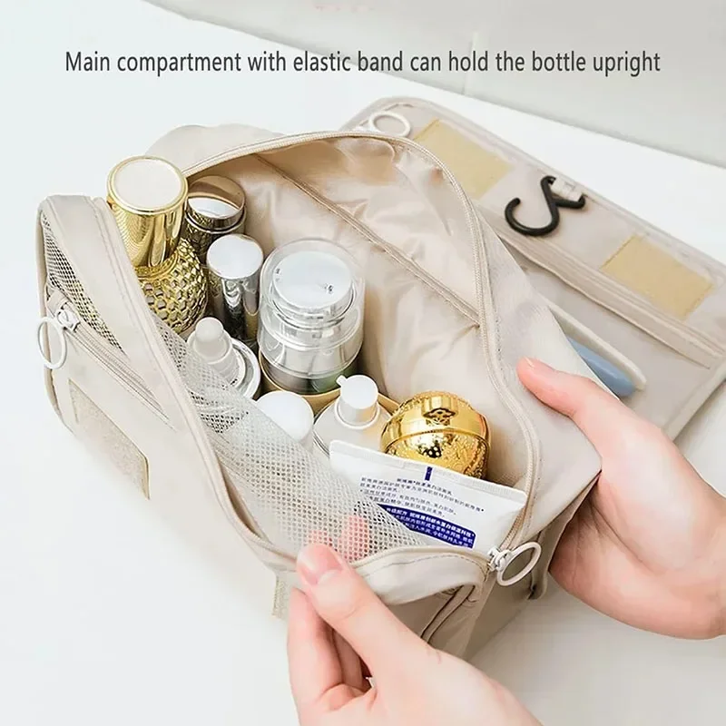 Borsa da Viaggio per Trucchi, Astuccio Portaoggetti per Articoli da Toeletta ad Alta Capacità, Organizer da Viaggio per Make-up, Borsa Beauty Impermeabile, Borsa da Bagno - immagine 6