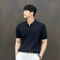 ChimPolo-Chemise à Manches Courtes pour Homme, Haut en Tricot Polyvalent, Style Coréen, Décontracté, à la Mode, Été 4