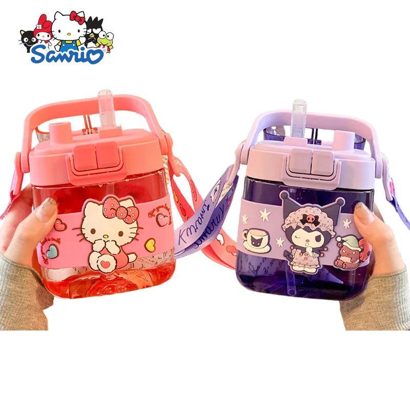 

Vkawaii Sanrio Мультфильм Мелодия Дети двойная Питьевая чашка портативная большая емкость чашка с соломинкой и ремешком Хэллоуин Рождественский подарок