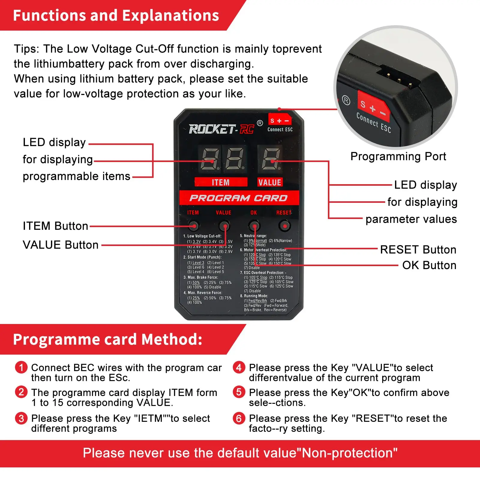 rocket-rc ブラシレスモーター17.5 120Aアンプ　プログラムカード Amazon | Sioenl Rocket RC ESC プログラミングカード ラジコンカー
