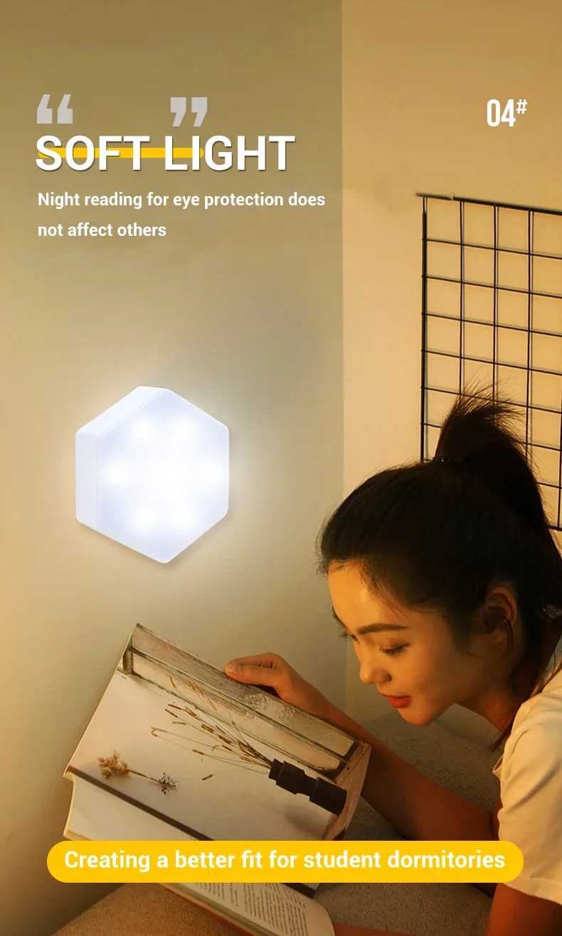 Description Picture 6 of itemRGB LED Hexagon Wall Lamp Remote/Touch Control Hex Lights Creative DIY Modular Night Light for Kids Children Indoor Decoration