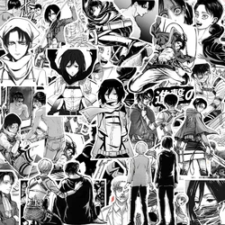 Attack on Titan Anime Stickers - Cool Black & White Waterproof Decals for DIY Crafts and Accessories (30PCS)