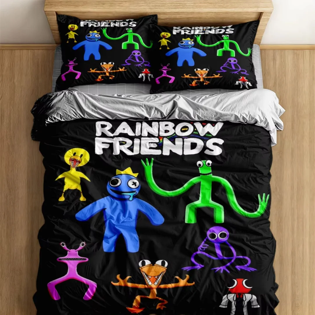 Graffiti Rainbow Friends Cartoon Duvet Cover UK Single Double King US Twin Full Queen Size Bed Linen Set 2