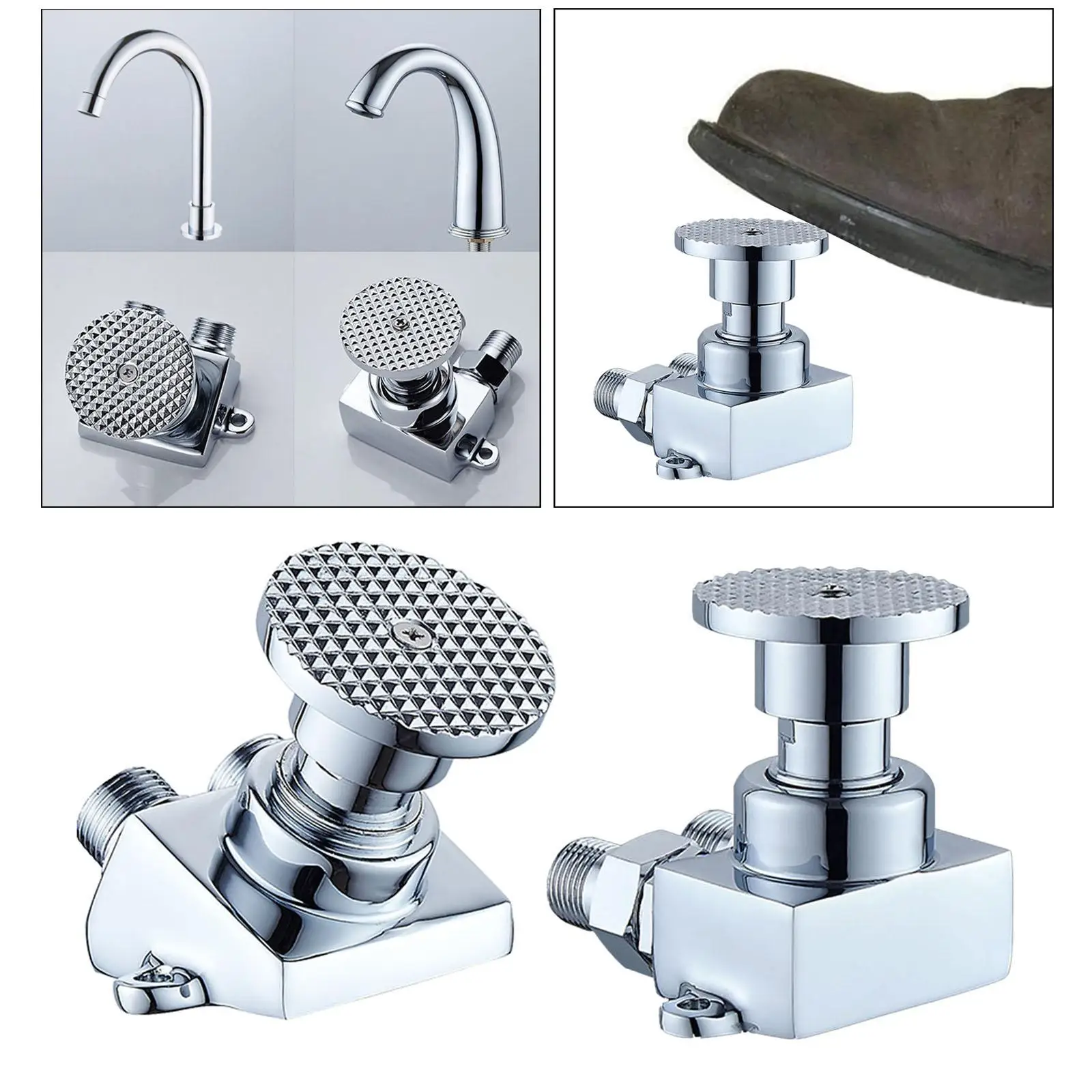 Sink Tap Basin Faucet Floor Foot Pedal Control Switch Copper Single Cold Sink Tap Basin Faucet Floor Foot Pedal Control Switch Copper Single Cold