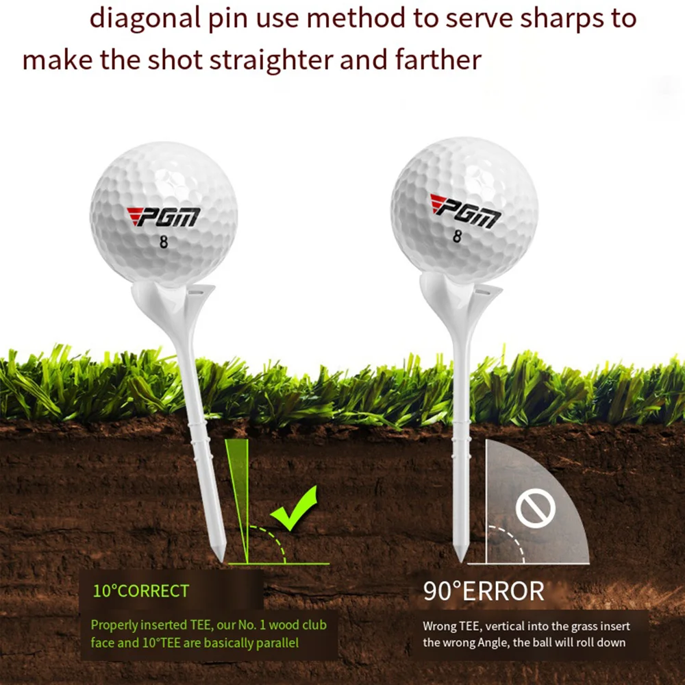 Description Picture 3 of item20Pcs PGM Golf Tees 10° Diagonal Insert Golf Ball Holder Designed To Enhance Golf Shot Distance Golf Plastic Tee