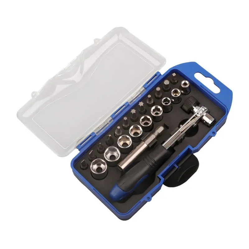 

Quick Wrench Ratchet Screwdriver 23-piece Socket Screwdriver Set Extended Connecting Rod Set