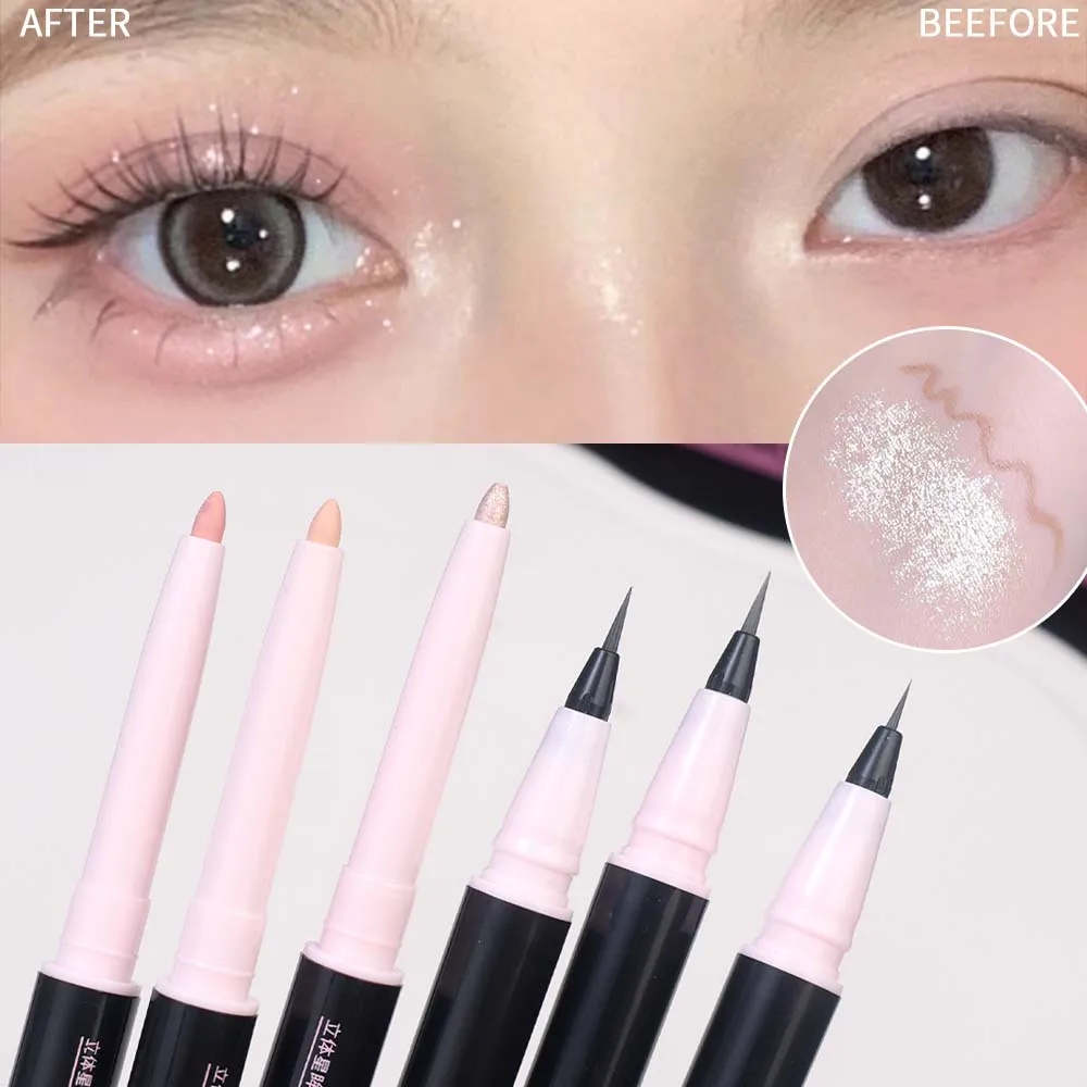 Double-end Glitter Eyeshadow Lying Silkworm Pen Waterproof Natural Eyelid Pencil Lasting Brightening Highlighter Korean Makeup eye shadow eyeshadow stick eye shadow stick glitter makeup accessories