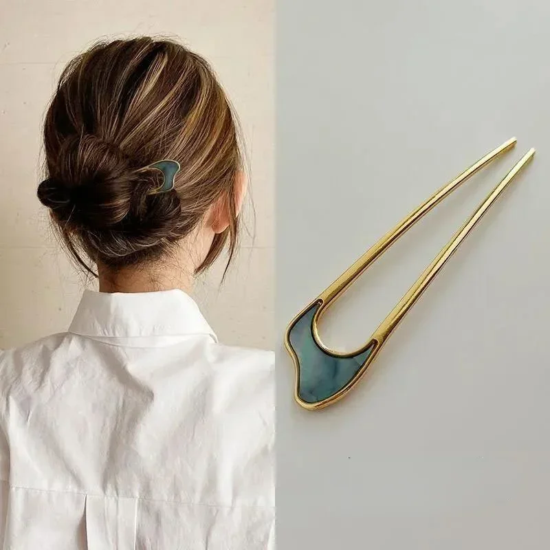 Delysia King Simple fork metal hairpin U-shaped alloy hair ornament hair accessory