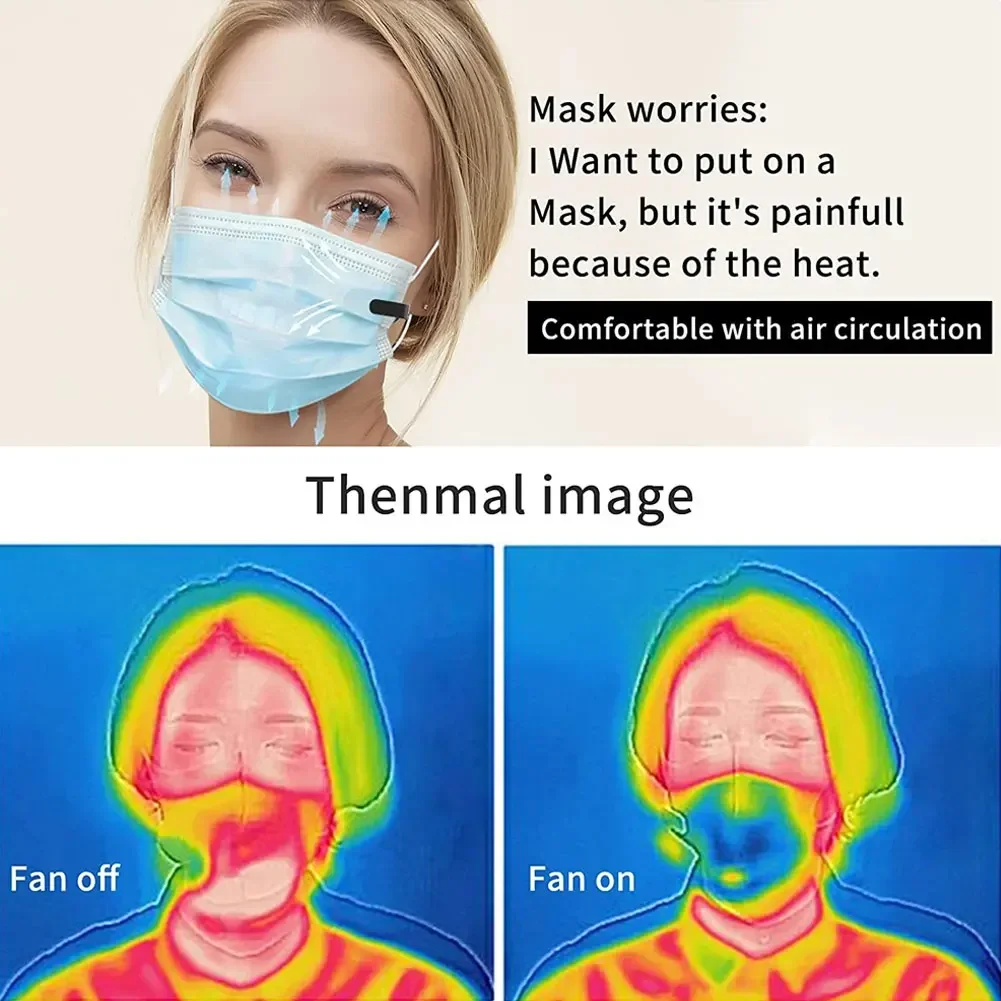 Rechargeable USB Mask Fan Clip Wearable Air Condition Face Fan Mini Smart Anti-Smart Electric Cooling Fan Mouth Cover Fan 85mah 6