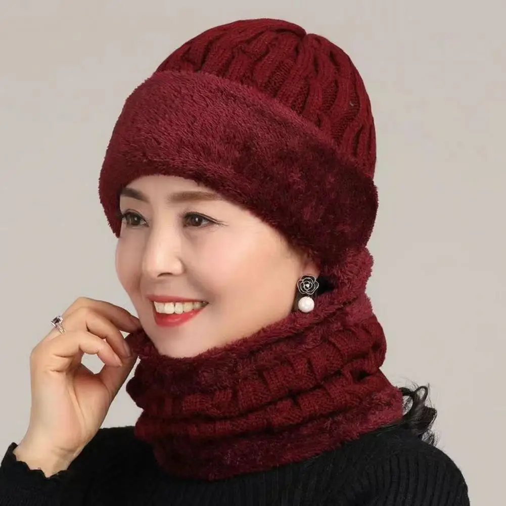 

Thermal Hat Scarf Set Winter Hat Scarf Set For Men Women Cozy Knitted Beanie With Fleece Lining Neck Warmer Stylish Mid-aged