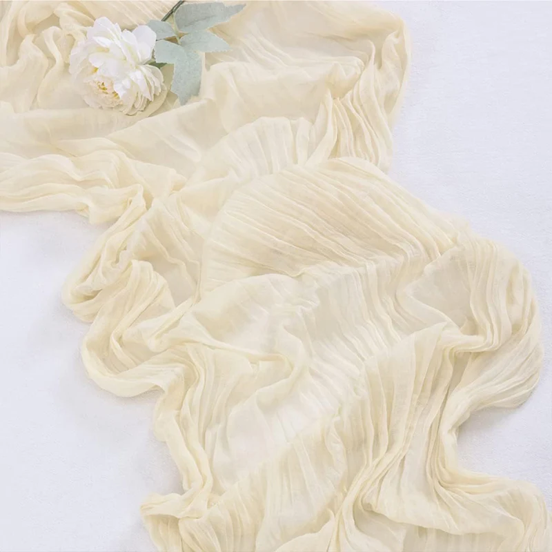 90x300 cm knit cloth table runner Wedding birthday party banquet decoration gauze fabric voile table cloth Twist table cover 4