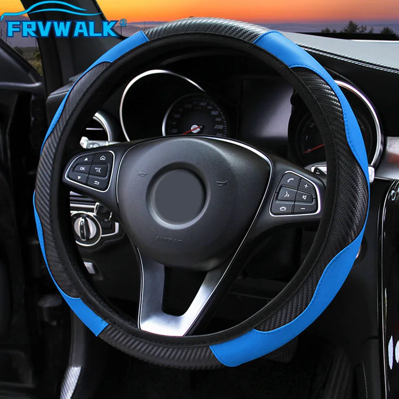 Car Steering Wheel Cover Breathable Anti Slip Pu Leather Steering