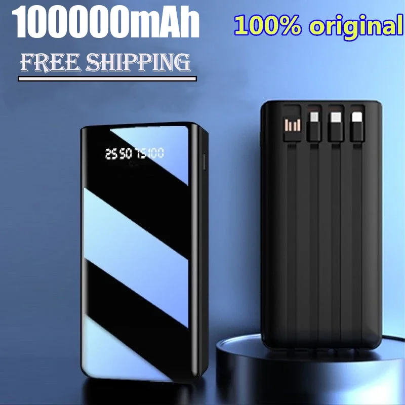 

Original Power Bank 100000Mah Type-C Micro USB Fast Charging PowerBank Led Display Portable External Battery Charger For Tablets